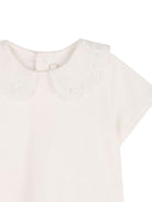 T-shirt per neonata Chloé Kids bianca con colletto alla Peter Pan in pizzo - Rubino Kids