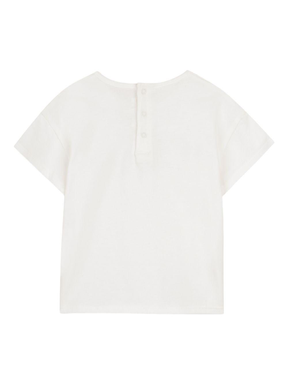 T-shirt per neonata Chloé Kids bianca con scritta logo - Rubino Kids