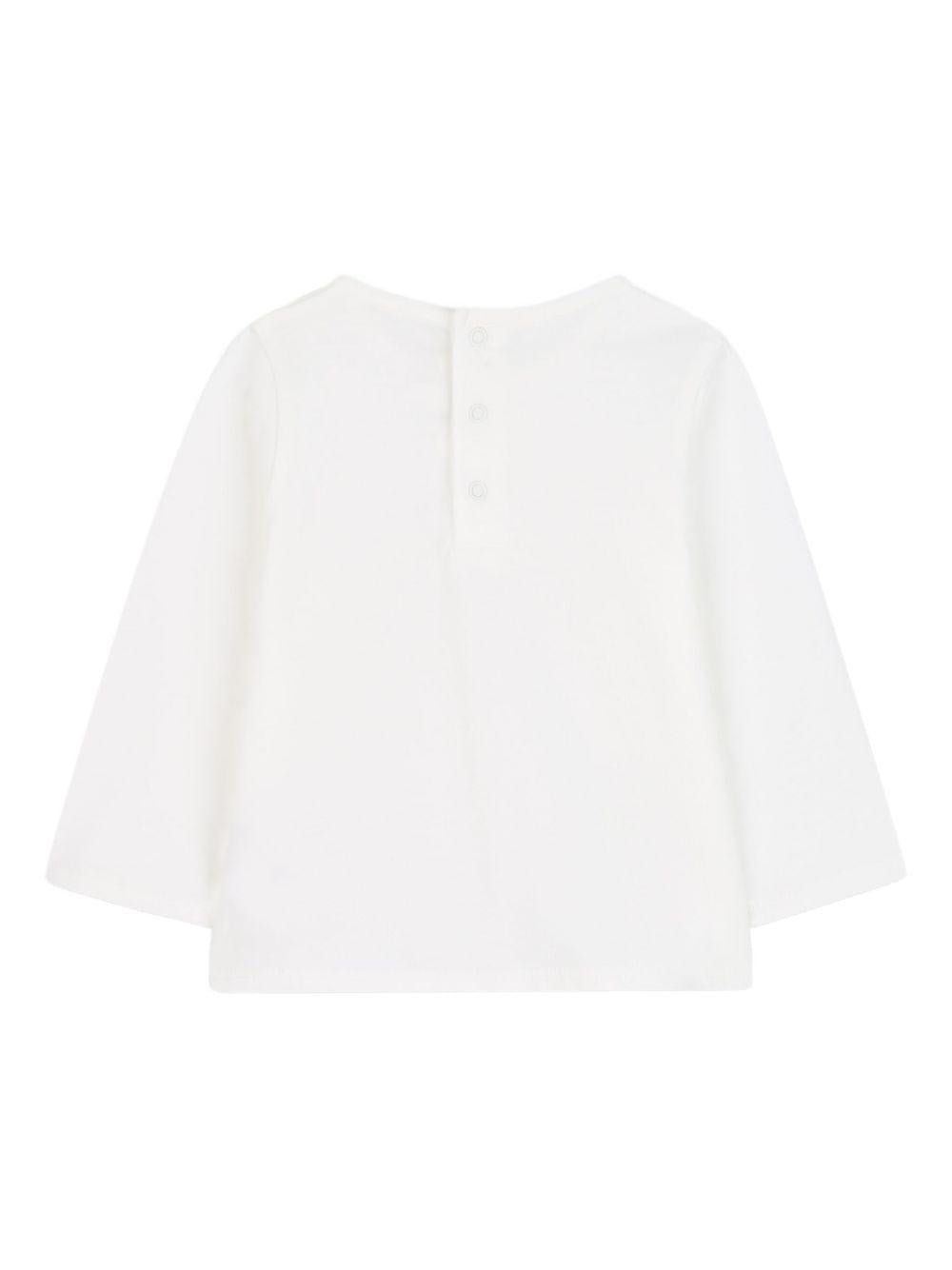 T-shirt per neonata Chloé Kids bianco a maniche lunghe con logo - Rubino Kids