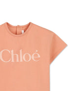 T-shirt per neonata Chloé Kids rosa con scritta logo - Rubino Kids