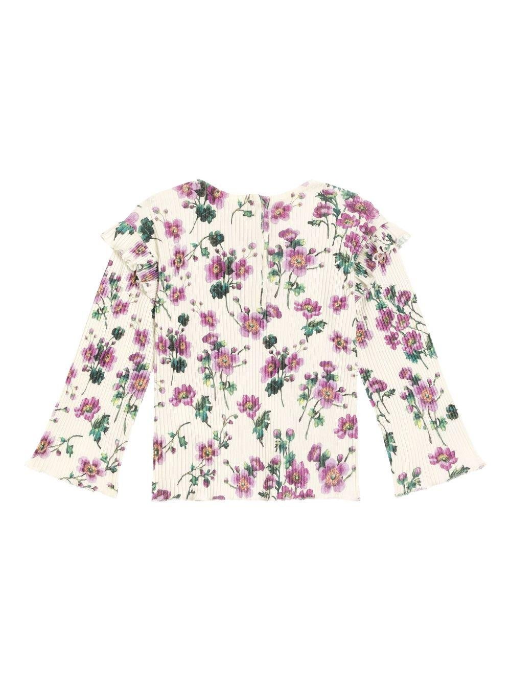 T-shirt per neonata Dolce & Gabbana Kids bianco con motivo a fiori - Rubino Kids