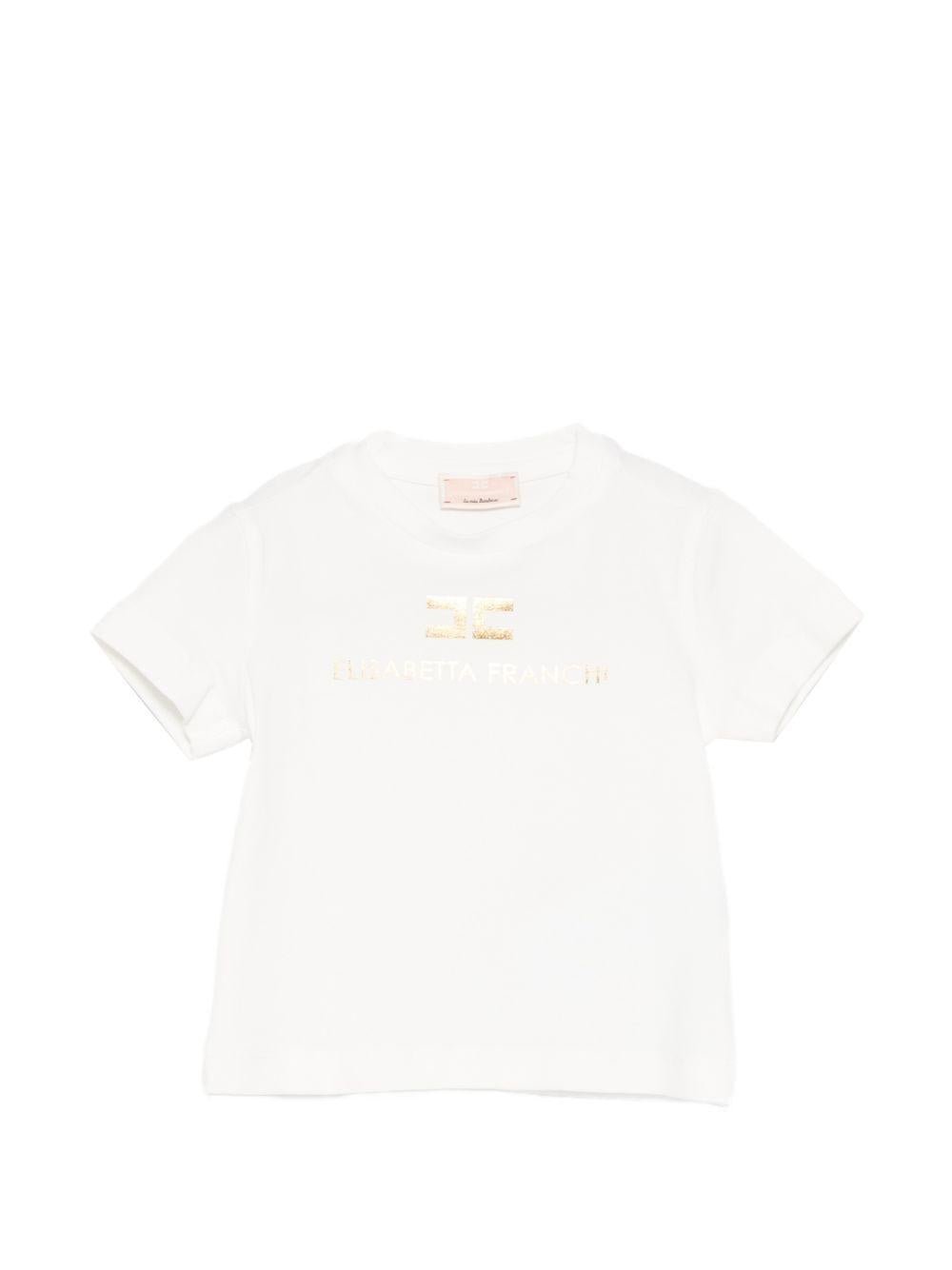 T-shirt per neonata Elisabetta Franchi La Mia Bambina bianca con dettaglio logo - Rubino Kids