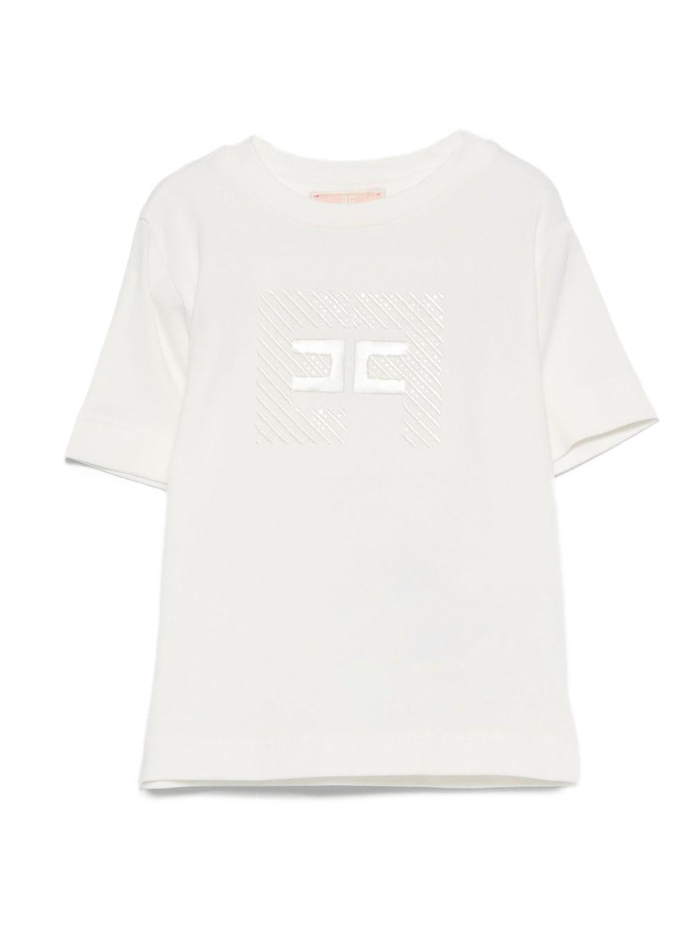 T-shirt per neonata Elisabetta Franchi La Mia Bambina bianco con logo ricamato - Rubino Kids