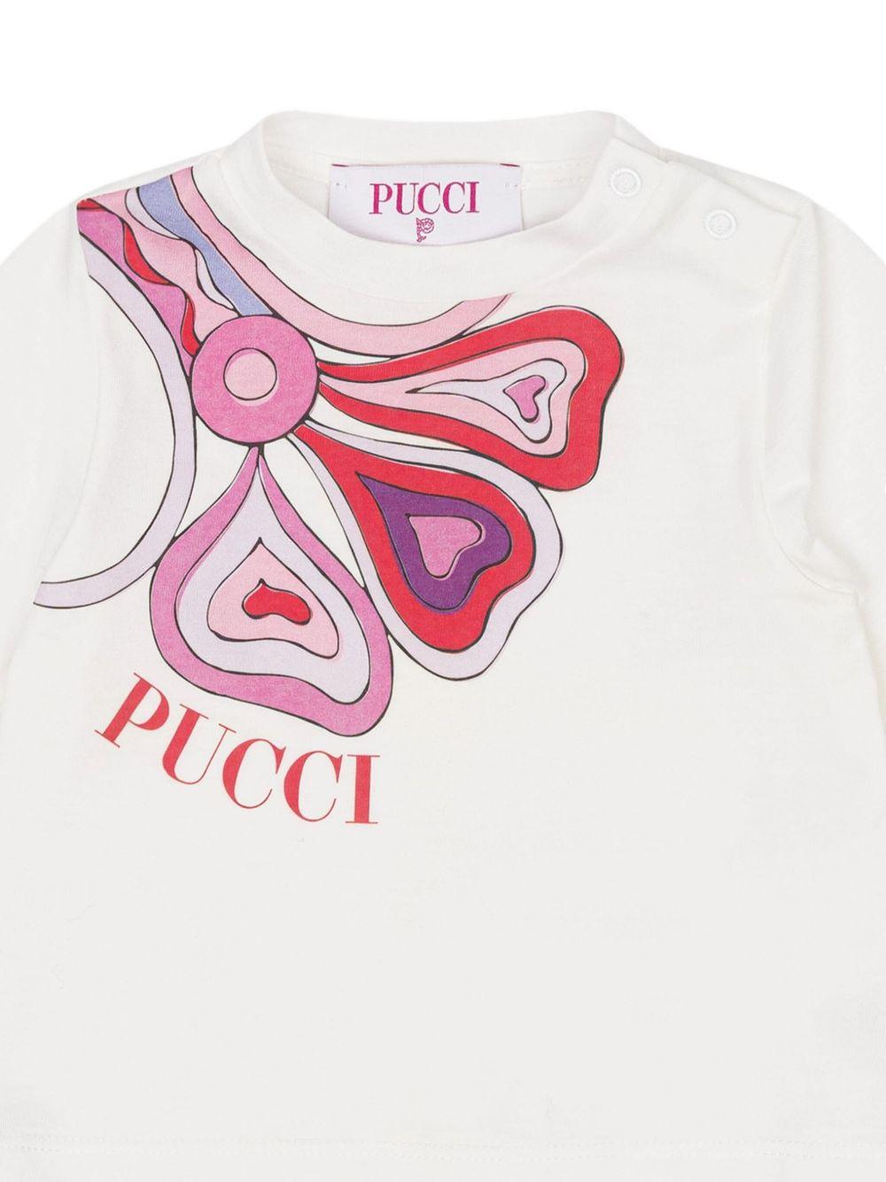 T-shirt per neonata Emilio Pucci Junior bianco con stampa - Rubino Kids