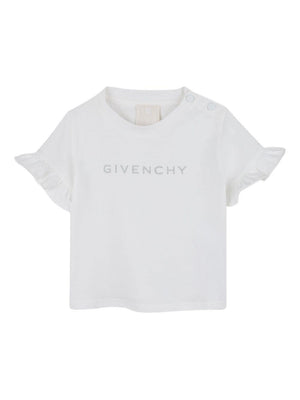 Givenchy Kids white ruffled sleeve baby girl T-shirt