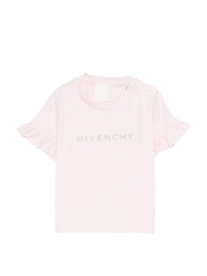 Givenchy Kids pink t-shirt for baby girls with ruffled sleeves