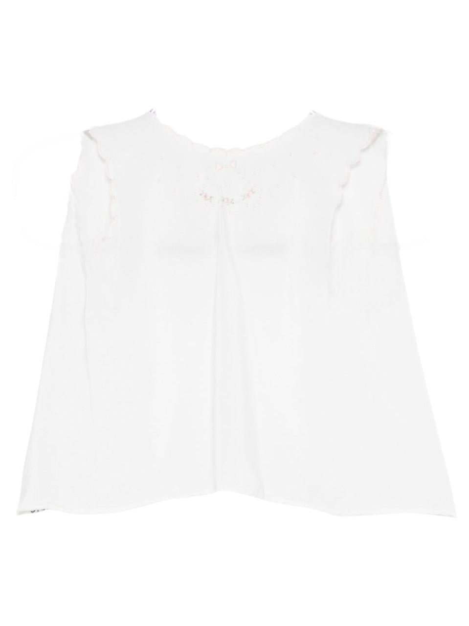 T-shirt per neonata Mariella Ferrari bianca con bordo smerlato - Rubino Kids