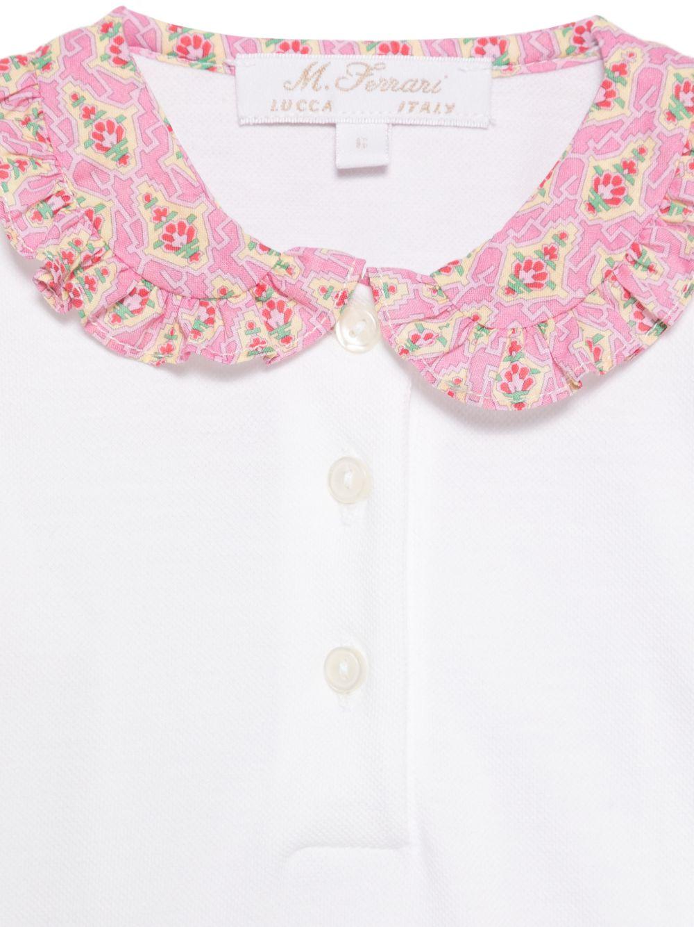 T-shirt per neonata Mariella Ferrari bianca con colletto alla Peter Pan - Rubino Kids