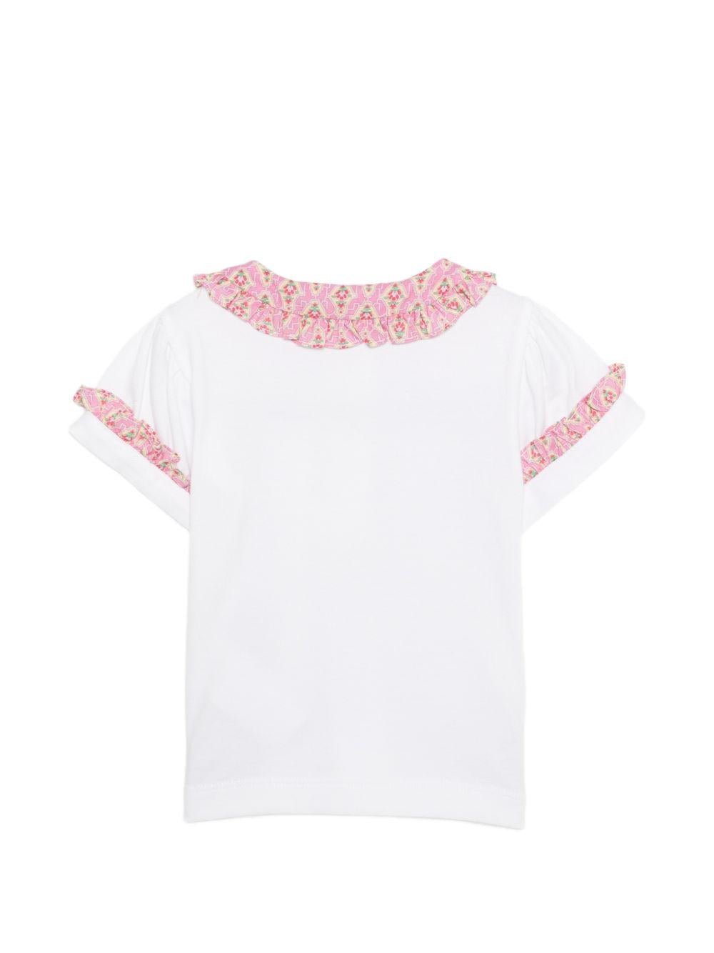 T-shirt per neonata Mariella Ferrari bianca con colletto alla Peter Pan - Rubino Kids