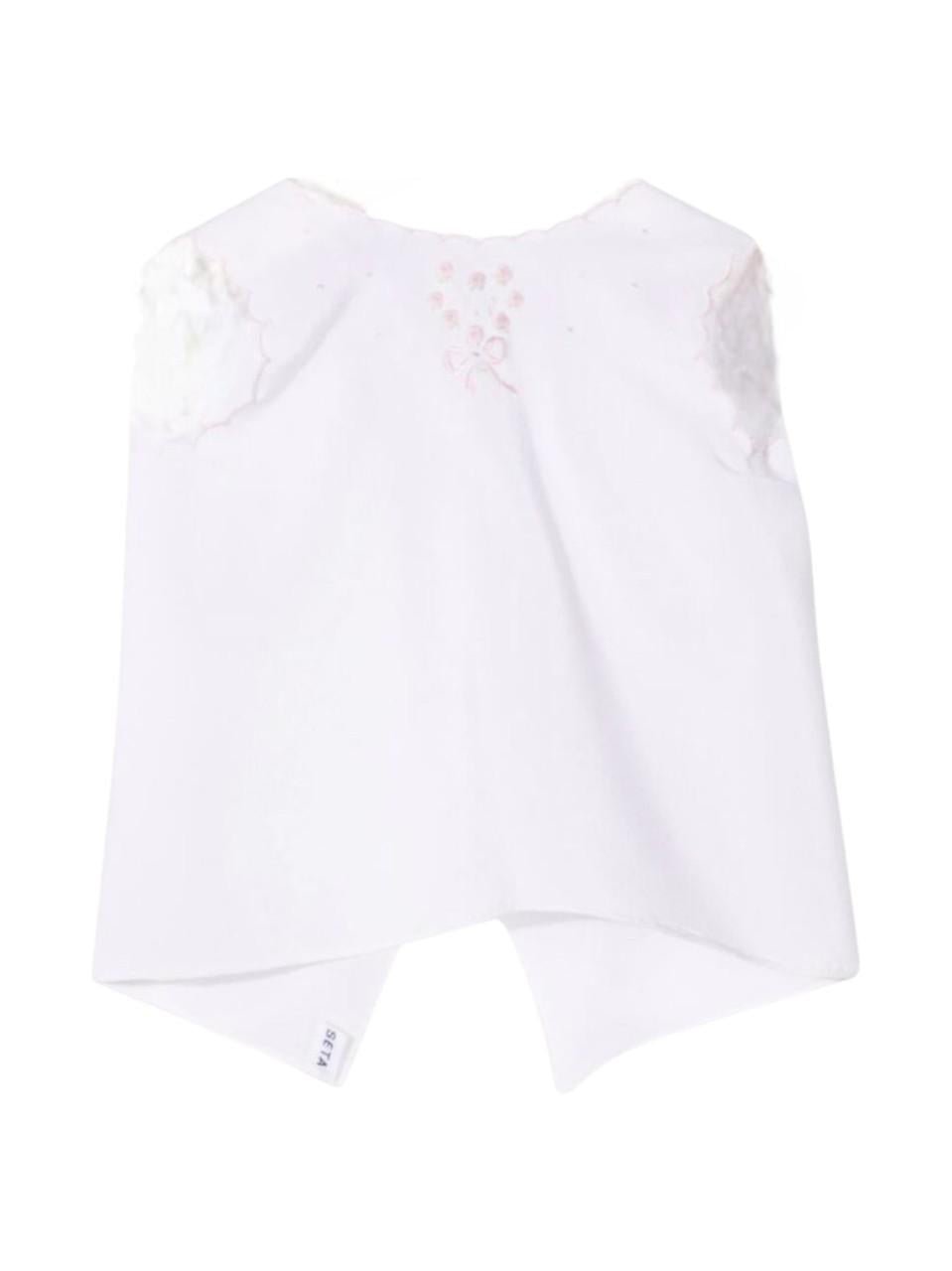 T-shirt per neonata Mariella Ferrari bianca con ricamo rosa - Rubino Kids