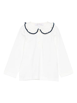 Mariella Ferrari baby girl's white T-shirt with blue trim