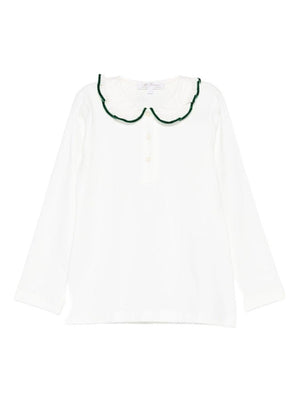 Mariella Ferrari baby girl's white T-shirt with green trim