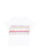 T-shirt per neonata Missoni Kids bianca con motivo a zigzag - Rubino Kids