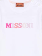 T-shirt per neonata Missoni Kids bianca con stampa logo sul davanti - Rubino Kids