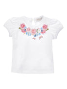 T-shirt per neonata Monnalisa bianca con maniche a palloncino - Rubino Kids