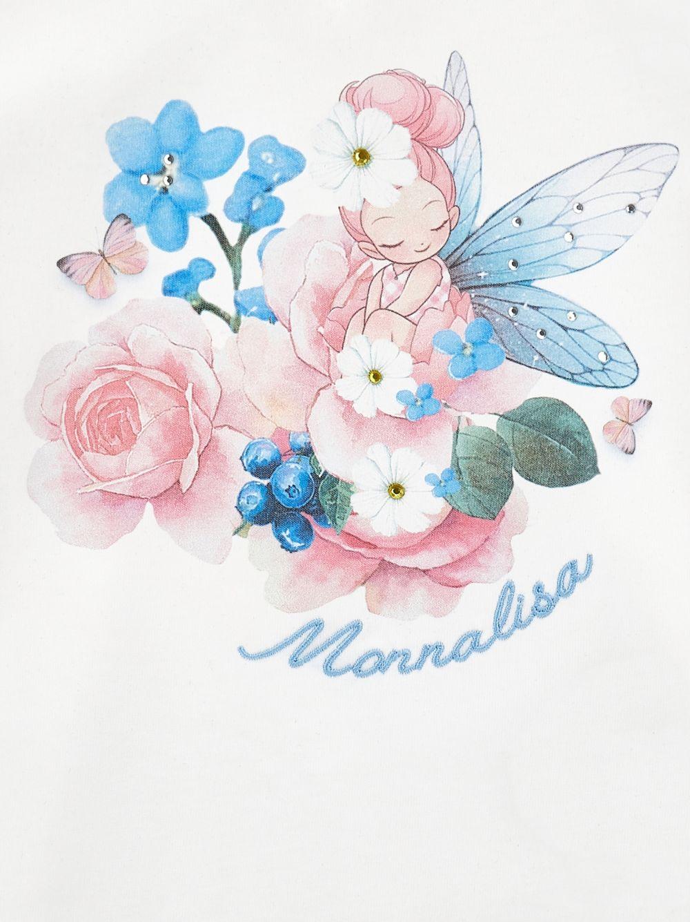 T-shirt per neonata Monnalisa bianca con stampa a fiori - Rubino Kids