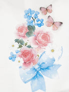 T-shirt per neonata Monnalisa bianca con stampa fiori sul davanti - Rubino Kids