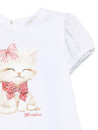 T-shirt per neonata Monnalisa bianco con stampa e decorazione con strass - Rubino Kids
