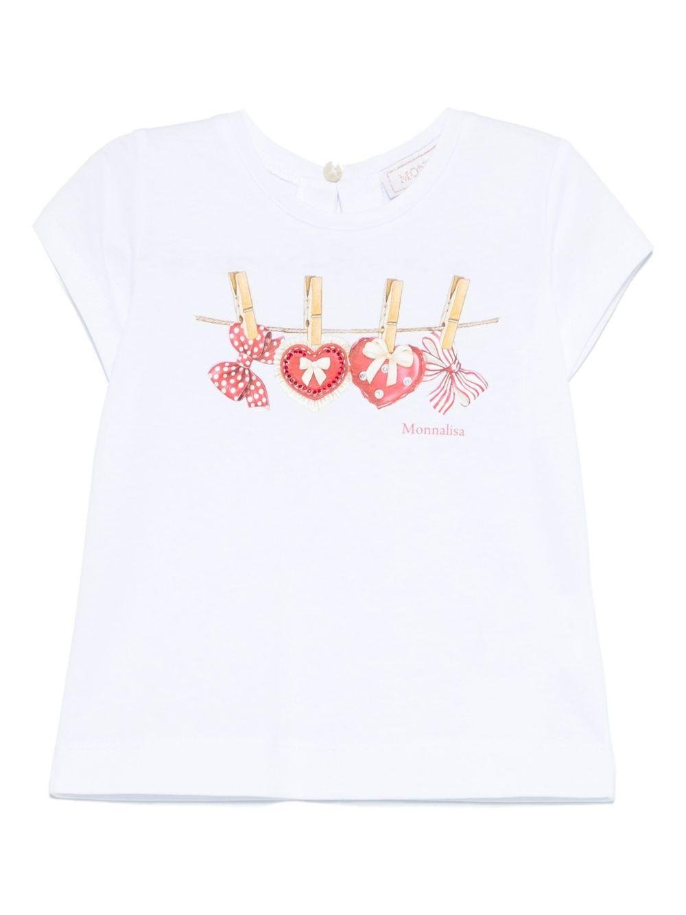 T-shirt per neonata Monnalisa bianco con stampa fiocco sul davanti - Rubino Kids