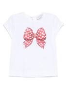 T-shirt per neonata Monnalisa bianco con stampa fiocco sul davanti - Rubino Kids