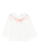 T-shirt per neonata Monnalisa bianco con stampa grafica con fiocco - Rubino Kids