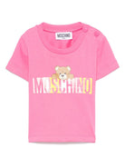 T-shirt per neonata Moschino Kids fucsia con stampa Teddy Bear - Rubino Kids