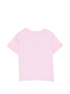 T-shirt per neonata Moschino Kids rosa con dettagli in rilievo - Rubino Kids