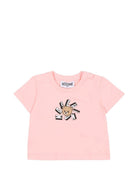 T-shirt per neonata Moschino Kids rosa con motivo Teddy Bear - Rubino Kids
