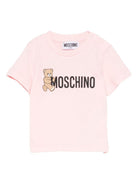 T-shirt per neonata Moschino Kids rosa con stampa Teddy Bear - Rubino Kids