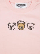 T-shirt per neonata Moschino Kids rosa con stampa tre orsetti sul davanti - Rubino Kids