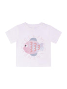 T-shirt per neonata Stella McCartney Kids bianca con stampa pesciolino sul davanti - Rubino Kids