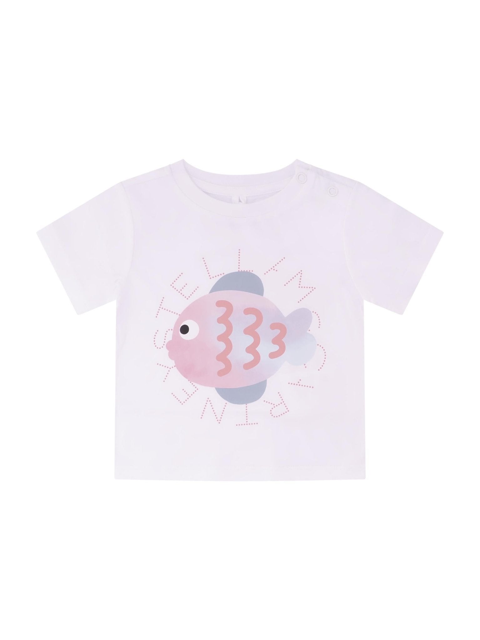 T-shirt per neonata Stella McCartney Kids bianca con stampa pesciolino sul davanti - Rubino Kids