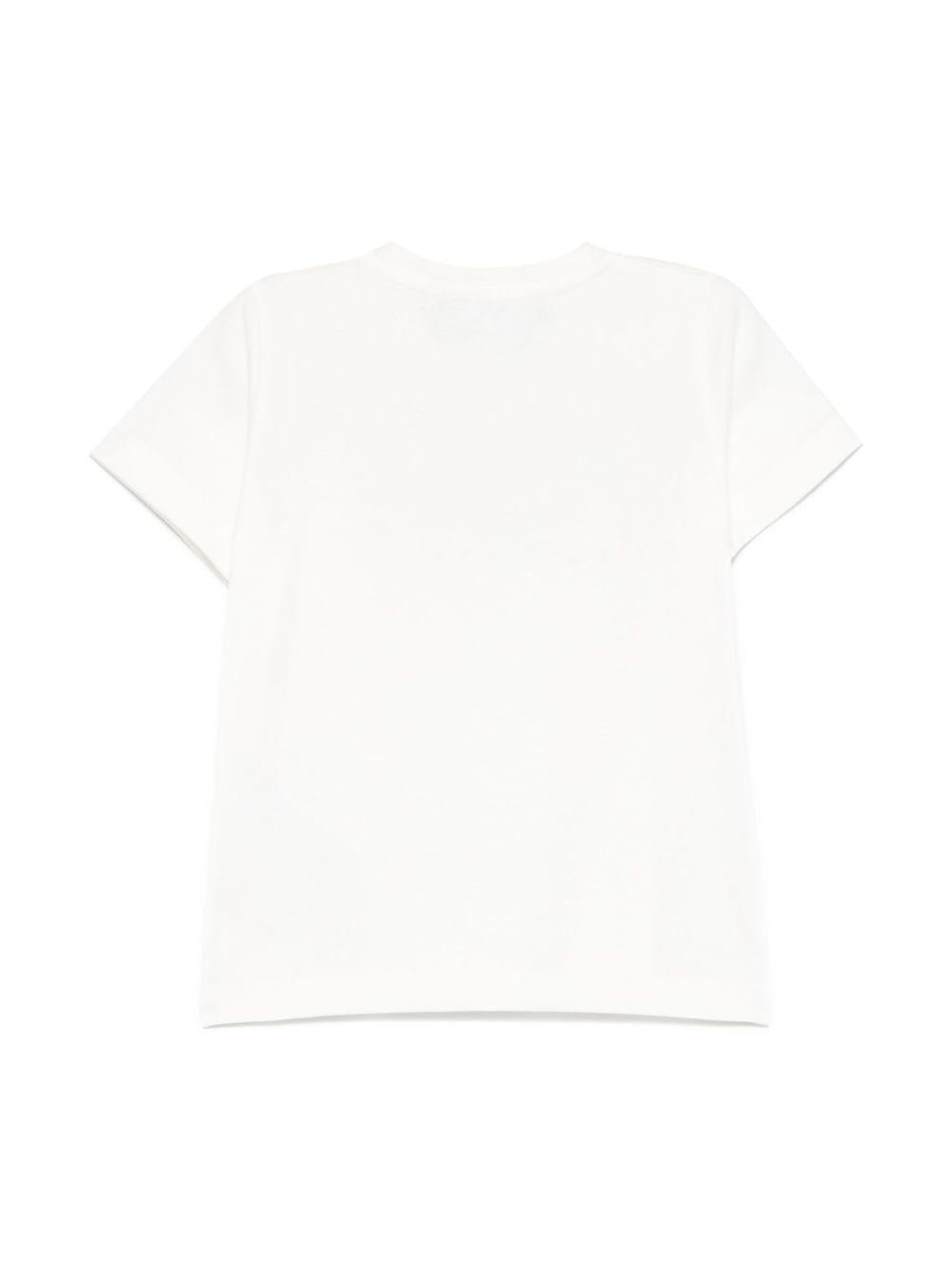 T-shirt per neonata Versace Kids bianco con stampa logo e chiusura a pressione sulla spalla - Rubino Kids