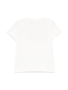 T-shirt per neonata Versace Kids bianco con stampa logo e chiusura a pressione sulla spalla - Rubino Kids