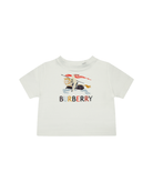 T-shirt per neonati Burberry Kids bianca con Equestrian Knight sul davanti - Rubino Kids