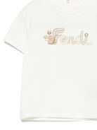 T-shirt per neonati Fendi Kids bianca con stampa logo sul davanti - Rubino Kids