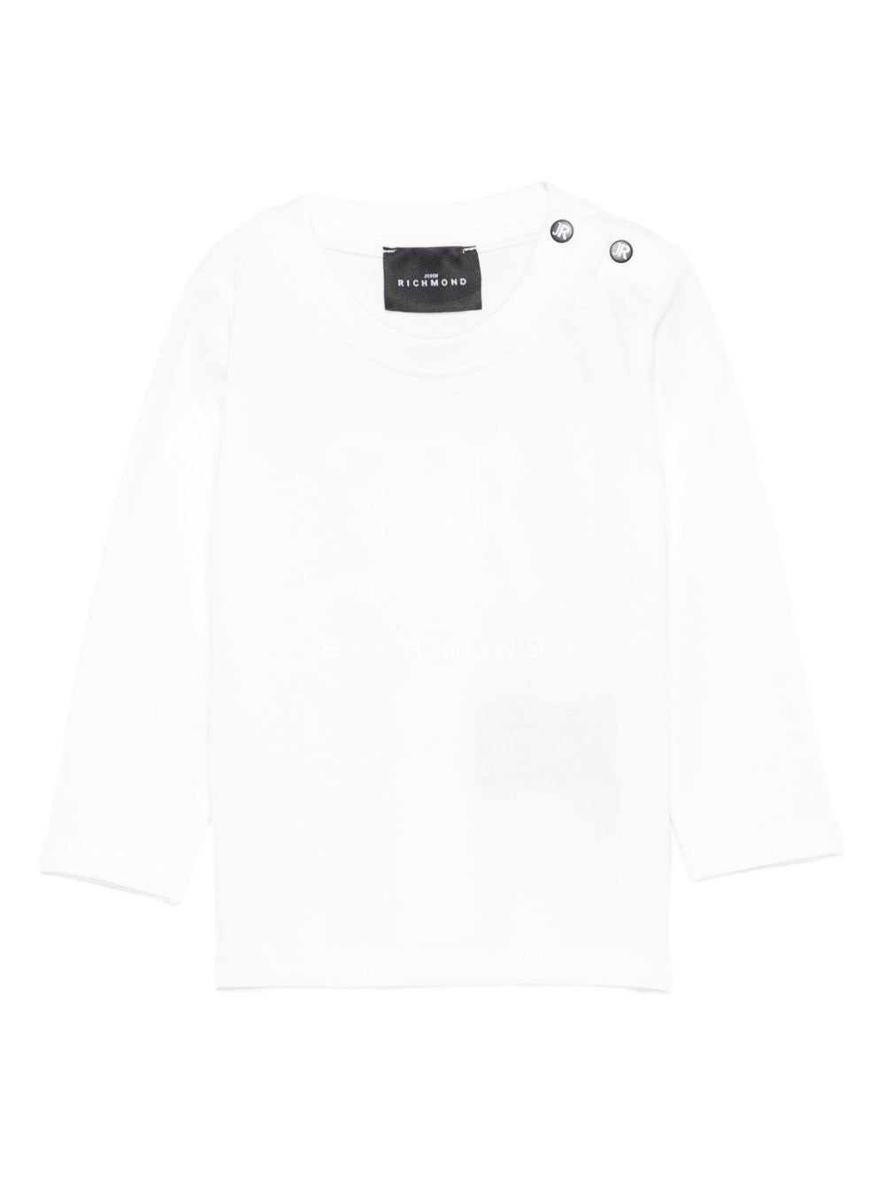 T-shirt per neonati John Richmond Junior bianco con maniche lunghe - Rubino Kids