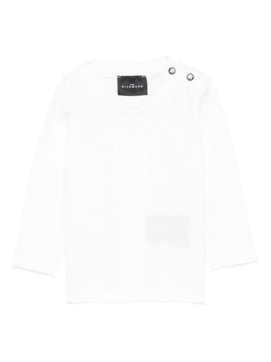 T-shirt per neonati John Richmond Junior bianco con maniche lunghe