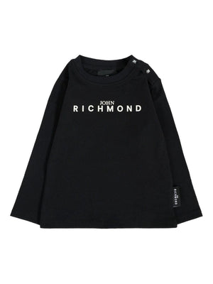T-shirt per neonati John Richmond Junior nero con logo sul davanti