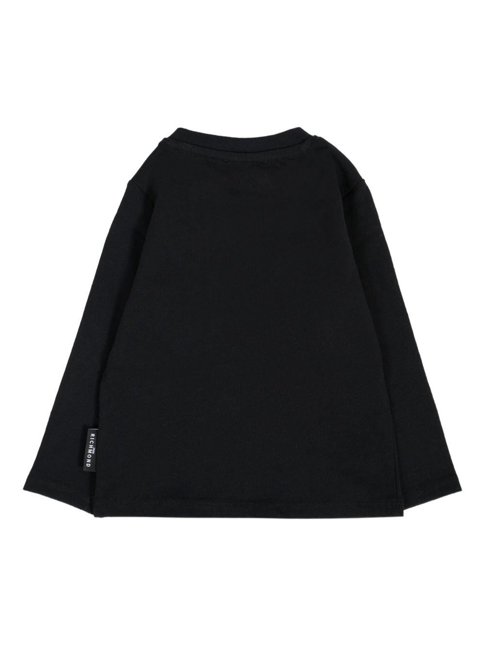 T-shirt per neonati John Richmond Junior nero con logo sul davanti - Rubino Kids