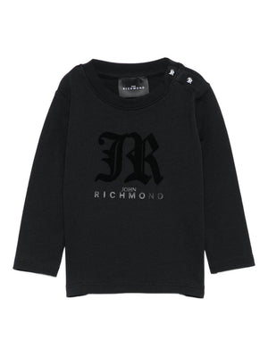 T-shirt per neonati John Richmond Junior nero con maniche lunghe