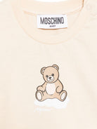 T-shirt per neonati Moschino Kids beige con stampa Teddy sul davanti - Rubino Kids