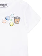 T-shirt per neonati Moschino Kids bianca con stampa orsetto e palloncini - Rubino Kids