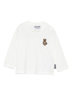 Moschino Kids white baby T-shirt with Teddy Bear motif
