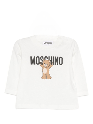 Moschino Kids white baby T-shirt with Teddy Bear motif