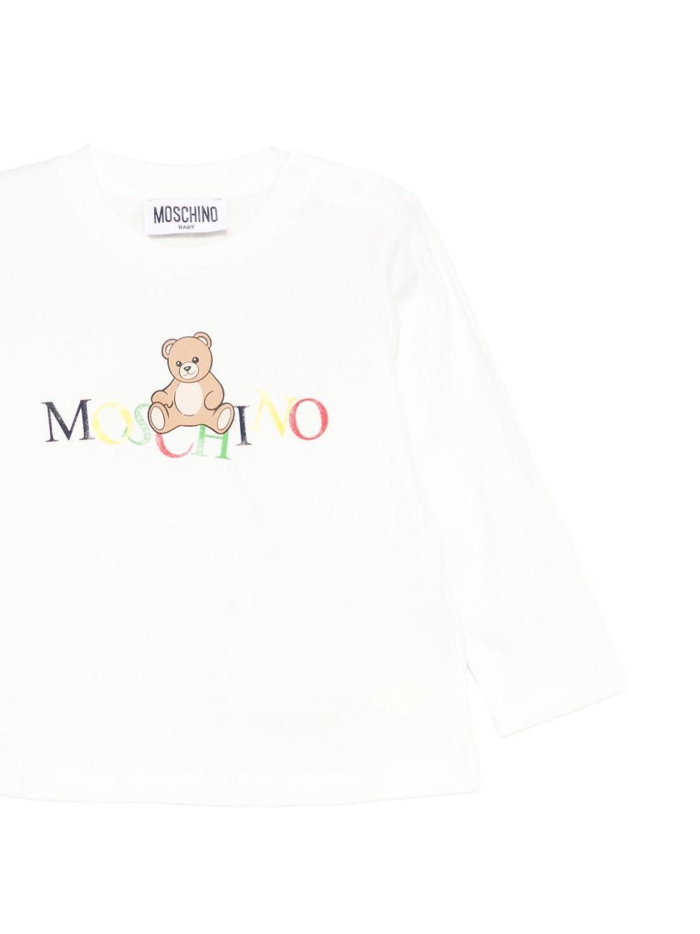 T-shirt per neonati Moschino Kids bianco con motivo Teddy - Rubino Kids
