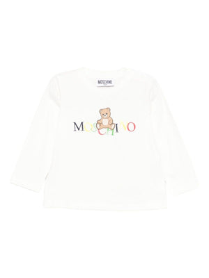 Moschino Kids white baby T-shirt with teddy motif