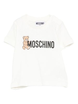 Moschino Kids white T-shirt for babies with logo print