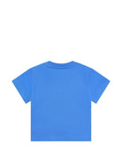 T-shirt per neonati Moschino Kids blu con logo sul davanti - Rubino Kids