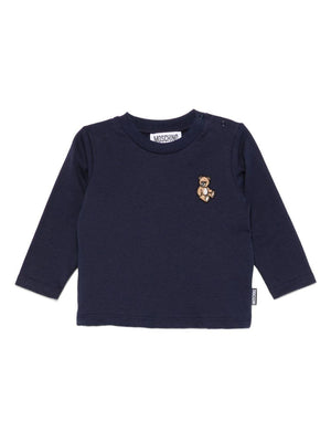 Moschino Kids blue baby T-shirt with Teddy Bear motif